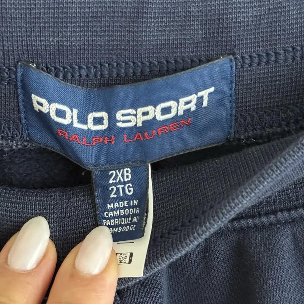 Polo Sport Ralph Lauren Jogger Pants Mens 2XB 40x28 Navy Yellow USA Flag Fleece - Picture 3 of 15